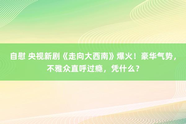 自慰 央视新剧《走向大西南》爆火！豪华气势，不雅众直呼过瘾，凭什么？