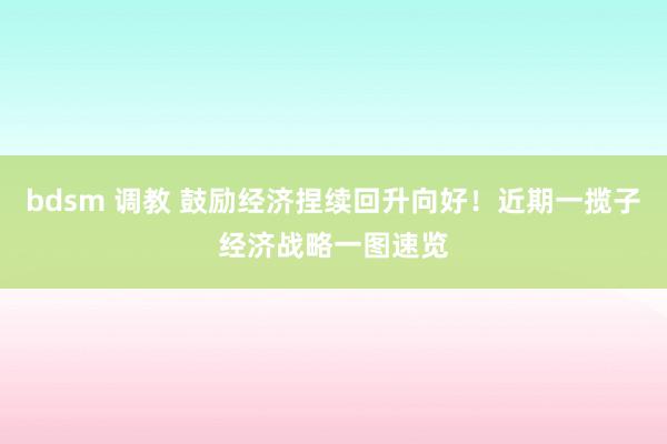 bdsm 调教 鼓励经济捏续回升向好！近期一揽子经济战略一图速览