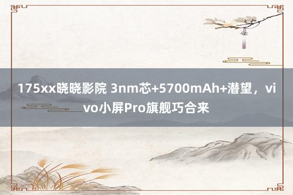 175xx晓晓影院 3nm芯+5700mAh+潜望，vivo小屏Pro旗舰巧合来