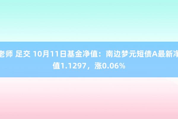 老师 足交 10月11日基金净值：南边梦元短债A最新净值1.1297，涨0.06%