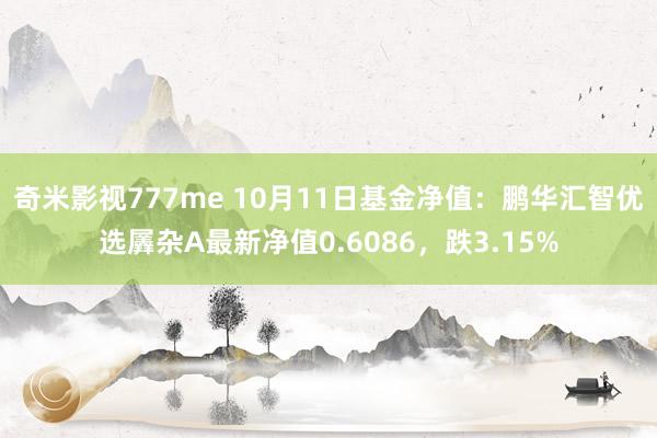 奇米影视777me 10月11日基金净值：鹏华汇智优选羼杂A最新净值0.6086，跌3.15%