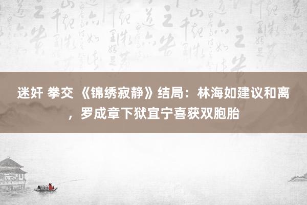 迷奸 拳交 《锦绣寂静》结局：林海如建议和离，罗成章下狱宜宁喜获双胞胎