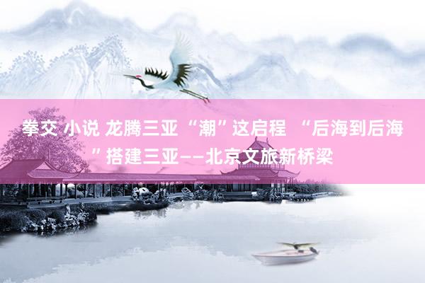 拳交 小说 龙腾三亚 “潮”这启程  “后海到后海”搭建三亚——北京文旅新桥梁