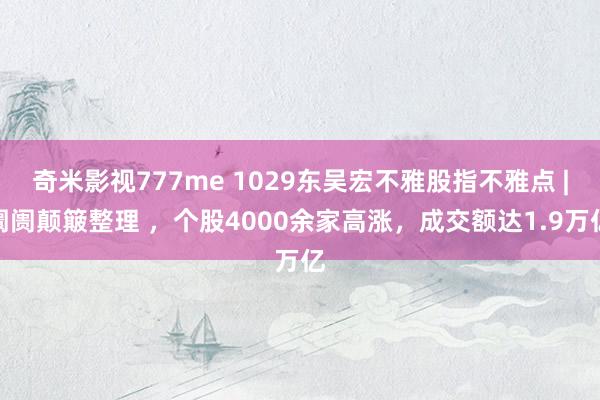 奇米影视777me 1029东吴宏不雅股指不雅点 |阛阓颠簸整理 ，个股4000余家高涨，成交额达1.9万亿