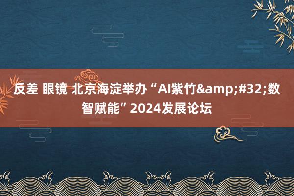 反差 眼镜 北京海淀举办“AI紫竹&#32;数智赋能”2024发展论坛