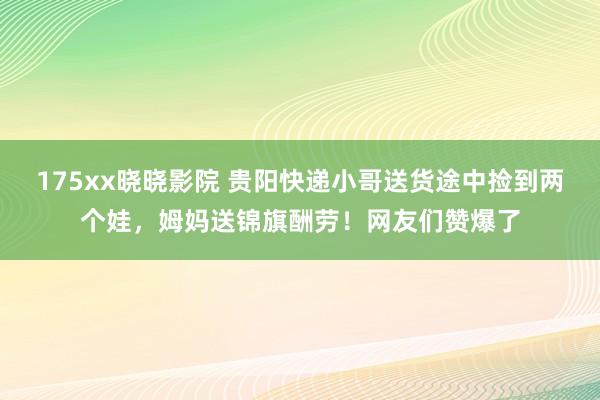 175xx晓晓影院 贵阳快递小哥送货途中捡到两个娃，姆妈送锦旗酬劳！网友们赞爆了