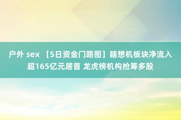 户外 sex 【5日资金门路图】瞎想机板块净流入超165亿元居首 龙虎榜机构抢筹多股