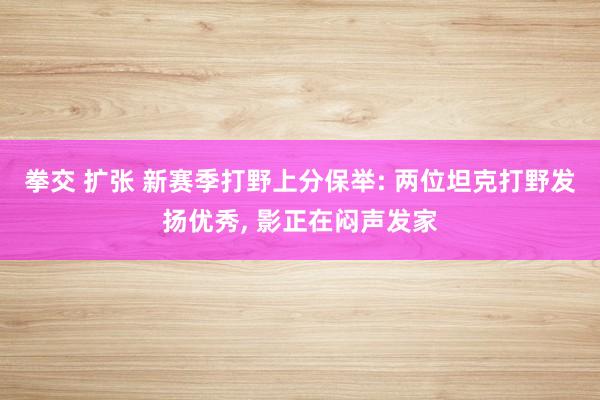 拳交 扩张 新赛季打野上分保举: 两位坦克打野发扬优秀， 影正在闷声发家